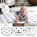 Yay Mats Stylish Extra Large Baby Play Mat. Soft, Thick, Non-Toxic Foam Covers 6 ft x 4 ft. Expandable Tiles with Edges Infants and Kids Playmat Tummy Time Mat (Brooklyn Cross White) by TinyTreasures Baby Boutique