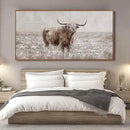 Farmhouse Highland Cow Wall Decor on Canvas with Framed Large Landscape Brown Artwork for Bedroom Living Room Office Decor 29x58 Inch by CozyNest Decor