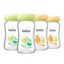 YOHKOH Breast Milk Storage Bottles - Wide Neck Glass Breastmilk Storage Bottles with Lids, BPA-Free (Multicolor1, 5.4oz (Pack of 4)) by TinyTreasures Baby Boutique