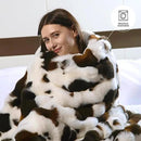 Cow Print Faux Fur Throw Blanket for Couch, Soft & Plush Fuzzy Blanket for Sofa, Bedroom, Living Room, Super Soft Warm for Adults Kids Girl Gifts Bedroom Couch Sofa Travel,50x60 Inches Black Brown by CozyNest Decor