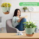 Hanging Planters for Indoor Outdoor Plants, 2 Pack Self Watering Hanging Pot with Drainage Holes, Removable Tray & 2 Kinds of Plant Hangers, 10'' Hanging Flower Pots for Home Garden Decor, Green by CozyNest Decor