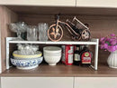 Expandable Cabinet Shelf Organizer 16-26" L Stackable Kitchen Counter Shelf Rack Stand Sink Riser Countertop Storage White (Normal 7.9”D) by CozyNest Decor