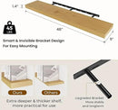 48 inch Floating Shelves for Wall Large Wall Mounted Shelves with Invisible Brackets, Oak Long Shelves for Bathroom, Living Room, Kitchen, Office, 48x9.1 inch deep Set of 2 by CozyNest Decor