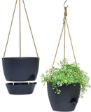 10 Inch Self Watering Hanging Pots, 2 Pack Hanging Planters with 40oZ Deep Reservior for Indoor Outdoor Plants Flowers, Black by CozyNest Decor