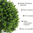 Artificial Boxwood Topiary Outdoor Plants with Spike, 2 Pack Faux Bushes UV Resistant Fake Shrubs for Front Porch Décor by GreenHaven Gardens