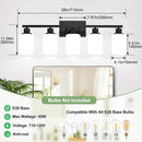 5-Light Black Bathroom Vanity Light Fixture with Milky White Frosted Glass Shades, Bathroom Light Fixture for Mirror, Matte Finish, Reversible Up/Down Lighting for Bedroom, Living Room, Hallway by CozyNest Decor