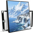 Winter lakeside town and snowy scenery merge together to form a landscape poster wall art suitable for living room bedroom and office by CozyNest Decor