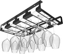Wine Glass Rack - Under Cabinet Stemware Wine Glass Holder Glasses Storage Hanger Metal Hanging Organizer for Bar Kitchen 4 Rows Black by CozyNest Decor