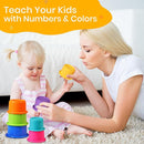 Stacking Cups Baby Toy Educational Cup Stacking Set 8-Pc Stackable Cups with Number Rainbow Nesting Cups for Babies 6-12 Months Stacking Cups for Toddlers 1-3 Perfect for Indoor/Outdoor by TinyTreasures Baby Boutique