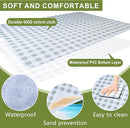 80"x60" Waterproof Sandproof Picnic Mat - Portable Foldable Outdoor Blanket for Beach, Park, Travel & Indoor Use - Lightweight Compact Design, Easy-Carry (Green&White) by TinyTreasures Baby Boutique