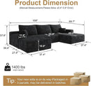 108" Sectional Couches for Living Room Modern Modular Sofa with L-Shape Couchs Upholstered Boneless Couch Deep Seat Sectional Couch with Chaise (Black, Right Facing Chaise+2Seaters+1Ottoman) by CozyNest Decor