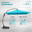 Grand patio Sunbrella 10x10 FT Cantilever Umbrella with Base Included Patio Square Aluminum Offset Umbrellas for Outdoor Pool (Aruba, 10X10 FT-SUNBRELLA) by GreenHaven Gardens