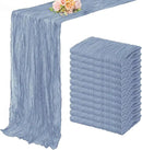 12 Pack Dusty Blue 10FT Cheesecloth Table Runner Rustic Gauze Fabric Cheese Cloth Table Runner for Wedding Bridal Baby Shower Table Decor 20 x 120 Inch Long Boho Sheer Birthday Party Table Decorations by CozyNest Decor