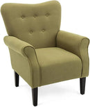 BELLEZE Modern Accent Chair, High Back Armchair, Upholstered Wingback Side Chair, Padded Single Sofa with Wooden Legs for Living Room, Bedroom - Avocado by CozyNest Decor