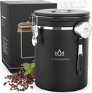 35OZ Coffee Canister for ground coffee with Date Tracker,One Way Co2 Valve 304 Stainless Steel Kitchen Food Airtight storage container for Coffee Beans or Grounds, Sugar Black by CozyNest Decor