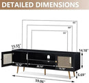 Mid Century Modern TV Stand for 65 inch TV, Entertainment Center with Storage, Metal Mesh Decorated Cabinet Doors for Living Room, Black by CozyNest Decor