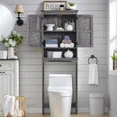 Over The Toilet Storage Cabinet, Farmhouse Bathroom Cabinet with Adjustable Shelf & Barn Door, 67" Tall Over The Toilet Shelf, Grey Wash by CozyNest Decor