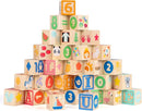 Joqutoys Wooden Building Blocks for Toddlers 1-3, Large Wood Baby Stacking Blocks Set for Kids, 30 PCS Alphabet Blocks with Toy Wagon, Educational Wooden Toys for Boys Girls Gifts 1.65" by TinyTreasures Baby Boutique