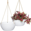 12 Inch 2 Pack Large Hanging Planters for Indoor Outdoor Plants, Plastic Hanging Basket Pots for House Plants Flowers, White by CozyNest Decor