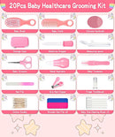 Baby Grooming and Healthcare Kit, Portable Baby Safety Care Set with Hair Brush Comb Nail Clipper Nasal Aspirator for Nursery Newborn Infant Girl Boy (25 in 1 Pink) by TinyTreasures Baby Boutique
