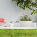 White Steel Planter Outdoor Indoor Planter Box Galvanized Steel Metal Large Planters Rectangular Flower Pot 31.5 In L x 16 In W x 16 In H Modern Commercial Residential for Trees Patio Deck Yard Garden by CozyNest Decor