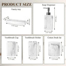 Bathroom Accessories Set, 6 Piece Bathroom Set with Toothbrush Holders, Soap Dispenser, Vanity Tray, Tumbler, Cotton Swab Jars, Bathroom Organizer，Bathroom Sink Sets, Artificial Marble White by CozyNest Decor