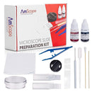 AmScope Microscope Slide Preparation Kit - Includes Blank Microscope Slides, Eosin Red & Methylene Blue Stain Powders, Tweezers, Swab & More - 22-Piece Kit by TinyTreasures Baby Boutique
