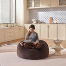 Bean Bag Chair 3Ft, Memory Foam Filled, Large Beanbag Chairs for Adults and Teens, Soft Sofa with Removable Flannel Cover, Round Couch for Living Room Bedroom College Dorm (Brown, 3FT-36×36"×24") by CozyNest Decor