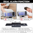 Projection Digital Alarm Clock for Bedrooms,Alarm Clock Radio on Ceiling, USB Charger Port, Temperature & Humidity Display, 7.3” Large Mirror LED Display,12/24H,Snooze,Dual Loud Clock- 4 Dimmer by TinyTreasures Baby Boutique