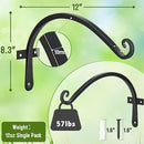FEED GARDEN 2 Pack 12 Inch Hanging Plant Bracket Wall Hooks Decorative Plant Hangers for Outdoor Hanging Bird Feeders, Wind Chimes, Plant Baskets, Black by GreenHaven Gardens