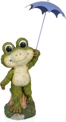 Alpine Corporation QWR1002 Indoor/Outdoor Smiling Frog with Purple Umbrella Garden Statue, Playful Frog Statue, 27" H, Green by GreenHaven Gardens
