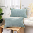 decorUhome Chenille Soft Throw Pillow Covers 12x20 Set of 2, Lumbar Velvet Farmhouse Neutral Decorative Euro Pillow Covers with Stitched Edge for Couch Sofa Bed Home Decor, Aqua Haze by CozyNest Decor