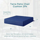 Codi Outdoor Chair Cushions Set of 2 19x19 Inch, Waterproof Seat Cushion for Patio Furniture with Handles & Adjustable Straps, Fade Resistant - Navy Blue by GreenHaven Gardens