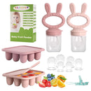 WAJIAYON Baby Breastmilk Popsicle Molds & Baby Fruit Feeder (4 Pack), Infant Food Freezer Tray Storage Containers, Silicone Teething Pacifier Feeder and Teether for Babies（Pink&Purple） by TinyTreasures Baby Boutique