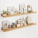 Floating Picture Ledge Shelves 36 Inch Solid Oak Wood Set of 2, Rustic Wall Storage Shelves with Lip, Kids Bookshelf, Photo & Picture Ledge Shelves for Bedroom, Living Room, Kitchen by CozyNest Decor