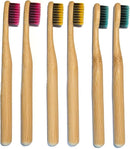 Children Bamboo Toothbrushes for 3 y+ Tots, BPA Free Bristles, Medium Soft, 6 PCS Bamboo Toothbrush for Dental Hygiene, Compostable and Sustainable, Classic Rounded Handle for Easy Grip by TinyTreasures Baby Boutique