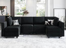 Belffin Modular Reversible Sectional Sofa U Shaped Couch with Storage Seat with Chaise Velvet Black by CozyNest Decor