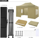 COBIZI 10x15 Heavy Duty Pop up Canopy Tent with 4 sidewalls Commercial Outdoor Canopy Wedding Party Tents for Wedding All Season Wind & Waterproof Gazebo with Carry Bag, Khaki(Frame Thickened) by GreenHaven Gardens