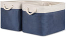 Bidtakay Fabric Storage Baskets with Handles for Organizing 16" x 11.8" x 11.8" Navy Blue Baskets [2-Pack] Shelf Baskets Large Canvas Collapsible Bins for Closet (White&Blue) by TinyTreasures Baby Boutique