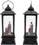 Eldnacele Musical Snow Globe Lantern Lighted Lamp USB Lined in Swirling Glitter Water Lantern Lamp Christmas Nativity Decoration Hurrican Light Timer 12" (Nativity) by CozyNest Decor