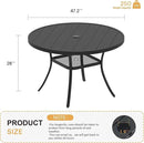 VICLLAX 47.2" Outdoor Round Patio Table for Lawn Garden, All Weather Metal Round Patio Dining Table with Adjustable Umbrella Hole, 6 Person Patio Table, Black Tabletop by GreenHaven Gardens