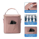 Breast Milk Cooler Bag with Ice Pack Fits 6 Baby Bottles Up to 9 Ounce, Baby Bottle Bag with Shoulder Strap for Nursing Mom Daycare, Pink by TinyTreasures Baby Boutique