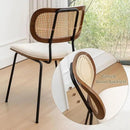 Rattan Dining Chairs Set of 4, Mid Century Modern Dining Chairs with Cane Back for Kitchen Dining Room, 19 Inch Faux Leather Beige by CozyNest Decor