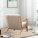 INZOY Mid Century Modern Accent Chair with Wood Frame, Upholstered Living Room Chairs with Waist Cushion, Reading Armchair for Bedroom Sunroom (Beige) by CozyNest Decor