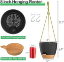 ZMTECH 8 Inch Hanging Planters for Indoor Outdoor Plants, 2 Pack Self Watering Hanging Plant Pots with Drainage Holes and Removable Saucer, Plastic Flower Hanging Pots with Watering Lip (Black) by GreenHaven Gardens