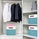 Collapsible Fabric Storage Cubes 11x11 Cube Storage Bins, 4 Pack Closet Baskets Box with Handles for Organizing, Shelf, Toys, Clothes, Home, Office, Nursery (Teal&White) by TinyTreasures Baby Boutique