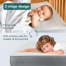 BABELIO Premium Memory Foam Crib Mattresses, 2-Stage, with Waterproof Lining & Removable Cover, for Standard Toddler Bed White and Grey by TinyTreasures Baby Boutique