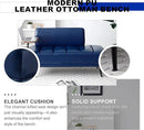 Sofa,Bed Bench,Small Spaces Furniture,Polyurethane Leather,Wood Frame,High Density Sponge Infillings,360-Degree Swivel Tray,Black Metal Leg (Blue) by CozyNest Decor