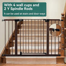 BABELIO Baby Gate with Black Wood Pattern, 29-48 Inch Auto Close Dog Gate for The House, Stairs and Doorways, Pressure Mounted Pet Gate with Door and Y Spindle Rods by TinyTreasures Baby Boutique