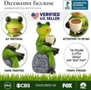 Spring & Summer-Themed Garden Statues – Adorable Outdoor Decor for Lawn, Patio & Porch (Coffee Drinking Frog Garden Statue with Funny Quote) by GreenHaven Gardens